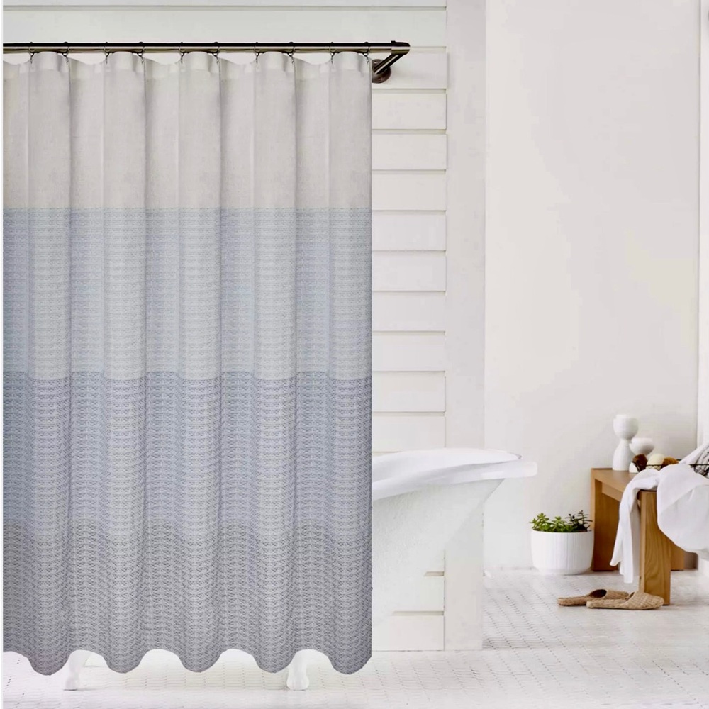NWOT Neutral Gradient Shower Curtain - Light Gray & White